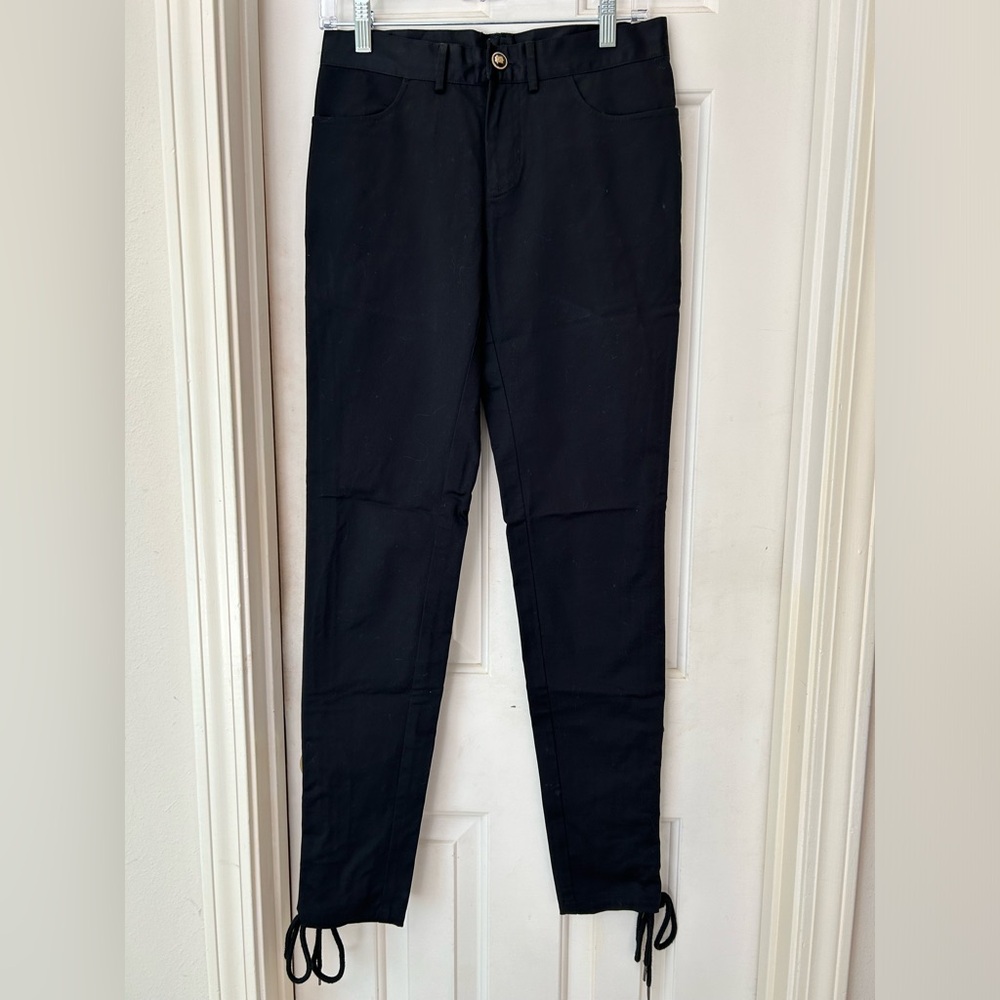 Lace-Up Leg Black Pants, Custom made by designer Kevin Howard, Size Small